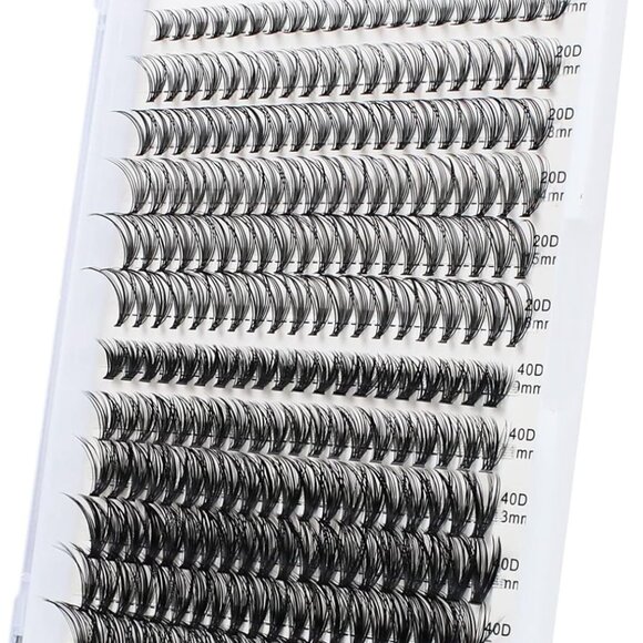 LAUBESS Cluster Lashes 240pcs 20D 40D Mixed Tray DIY Eyelash Extension D Curl - Picture 1 of 6